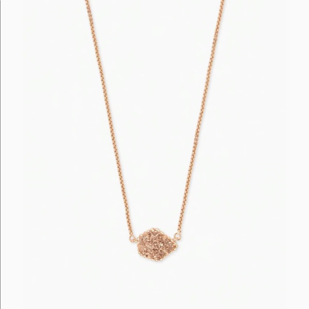 Kendra Scott Tess In Drusy Rose Gold Pendant Necklace